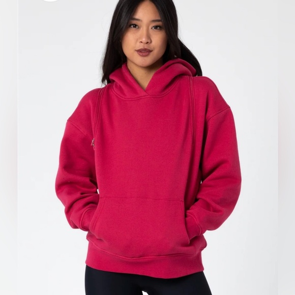 savvi Tops - SAVVI Hot Pink Challan Open Back Hoodie Women’s XS Workout Active